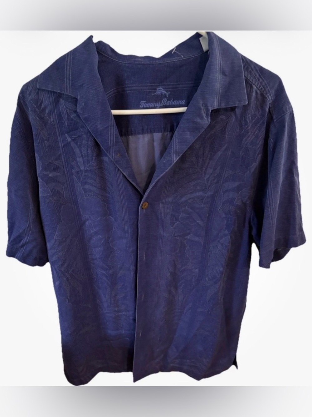 Tommy Bahama Mens Med 100% Silk Camp Shirt Short Sleeve Blue Button